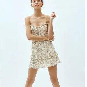 Reformation Yellow Floral Mini Dress